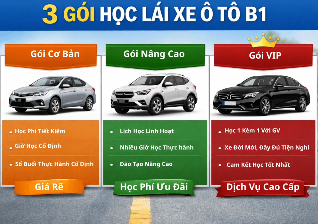 3 Gói Học lái Xe B1-Giá Học Bằng B1